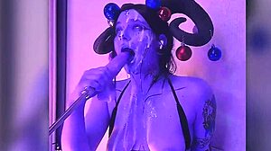 Beautiful devil passionately gives blowjobs filled with cum