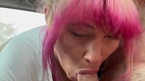 Hooker Sucks Bareback, Swallows Load Publicly