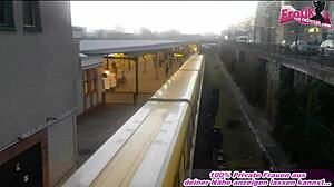 that german teen slut is pissing in her handbag publicly, so hot