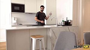 hunt4k hunter resolves conflict with friend by paying for sex with his gf shaved pussy lick