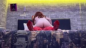 Stepsister passionately fucks her bitch friend in the hotel, licking her big natural tits.