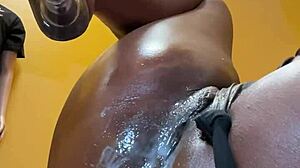 Wet Black Amateur Assfucked Pussy Cream Machine