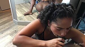 Give my boyfriend a sloppy blowjob on his big cock?