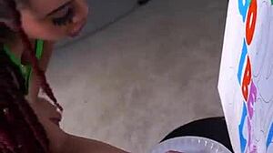 I, red thick babe, bounce an' slob on my fave dildo