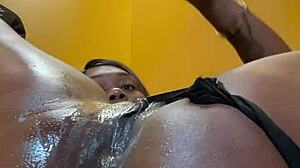 Wet Black Amateur Assfucked Pussy Cream Machine