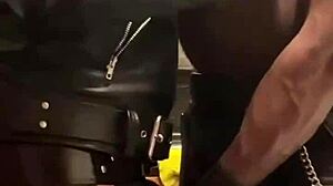 Black muscle dominates with big cock sucking