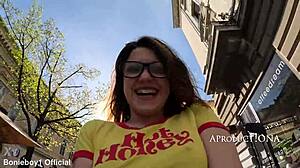 Valentina wets her jeans three times at the fortress park.