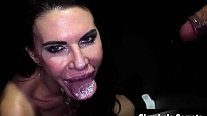 big busty milf at gloryhole with cum