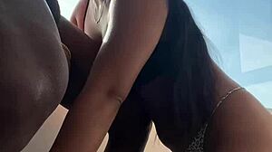 cute brazilian girl tries ebony cock for the first time in sucking blowjob cumshot