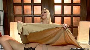 blonde masseuse gets whipped in bondage, wow