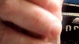 Soft handjob on cock leads to cum