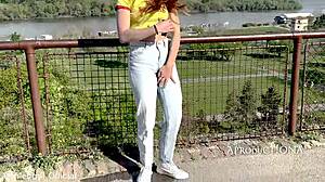 Valentina wets her jeans three times at the fortress park.