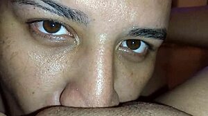 Intense Eye Contact Cunnilingus on Wife Before Missionary Pounding