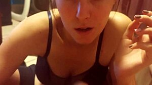 Brunette Babe Sucks Huge Uncut Cock Wetly