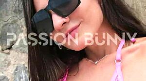 Public bikini flashing by sexy hottie