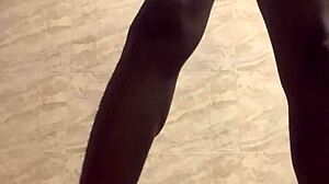 Hard black manji relieves stress with quick handjob