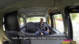 Retired pornstar Rebecca More in a surprising hardcore fuck with a marine in a fake taxi