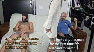 redhead housewife fucks another guy while blindfolded husband watches and jerks