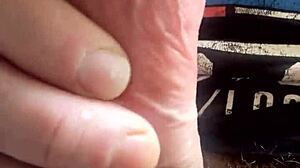 Soft handjob on cock leads to cum