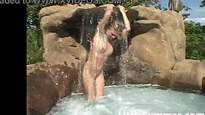 little summer fingering at pool with small tits