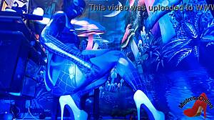 spiderbabe in halloween costume adventure