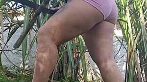 big ass exhibitionist loves getting penetrated deep in this position