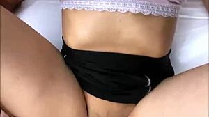 petite tetona gets missionary creampie after college cheating session.