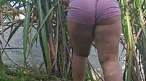 big ass exhibitionist loves getting penetrated deep in this position