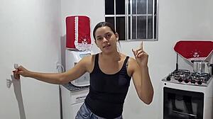 The delicious morena is provoking her audience with her sexy moves.