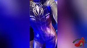 spiderbabe in halloween costume adventure