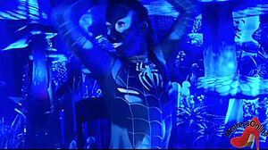 spiderbabe in halloween costume adventure