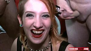 Monica Bollocksy and Linda Lush star in this wild bukkake orgy with facials