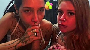 Married neighbor invites husband for double blowjob and cums in mouths 😏