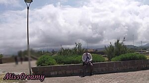 Want to see slutty teacher fingering pussy in public park?