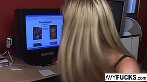 Oh wow, busty Avy takes on that huge cock!