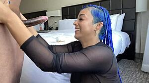 Blue Hair Throatgoat's Sloppy Deepthroat Blowjob
