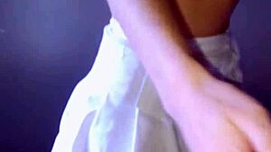 What if this teen amateur Latina blonde in white skirt and leopard top masturbates her tight wet pussy solo?