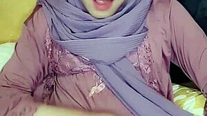 asian crossdresser in hijab masturbates solo quietly