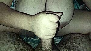 Huge boobs stepsister jerks me off - we end up fucking really hard