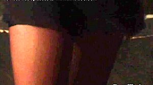 I'm the handcuffed blonde slave getting whipped by femdom on the bed