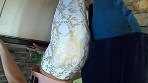 Pretty European Stepmom MILFycalla Cheats in Stockings, Ass Shaking Close-Up