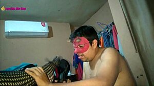 Mexican milf in lingerie gives footjob with high heels