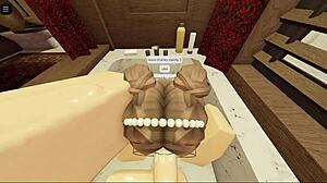 brunette with fat ass teases sucking and fucking in bathtub