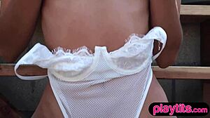 Petite Latina Beauty Undresses In Her Backyard Garden