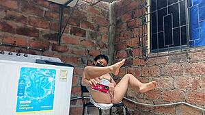 Emotional Encounter with Slutty Neighbor Flashing Pussy in the Yard