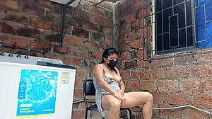 Emotional Encounter with Slutty Neighbor Flashing Pussy in the Yard