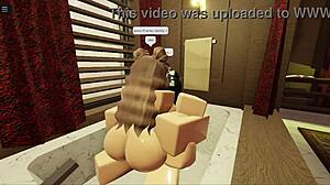 brunette with fat ass teases sucking and fucking in bathtub