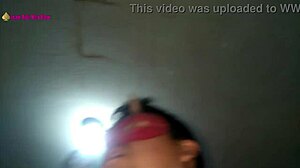 Mexican milf in lingerie gives footjob with high heels