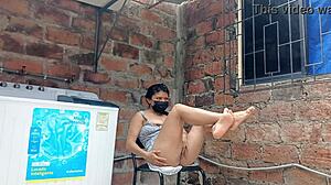 Emotional Encounter with Slutty Neighbor Flashing Pussy in the Yard