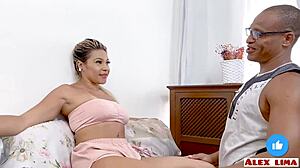 Crossdresser fulfills desire for interracial sex with sexy black Asian partner using big monster cock.